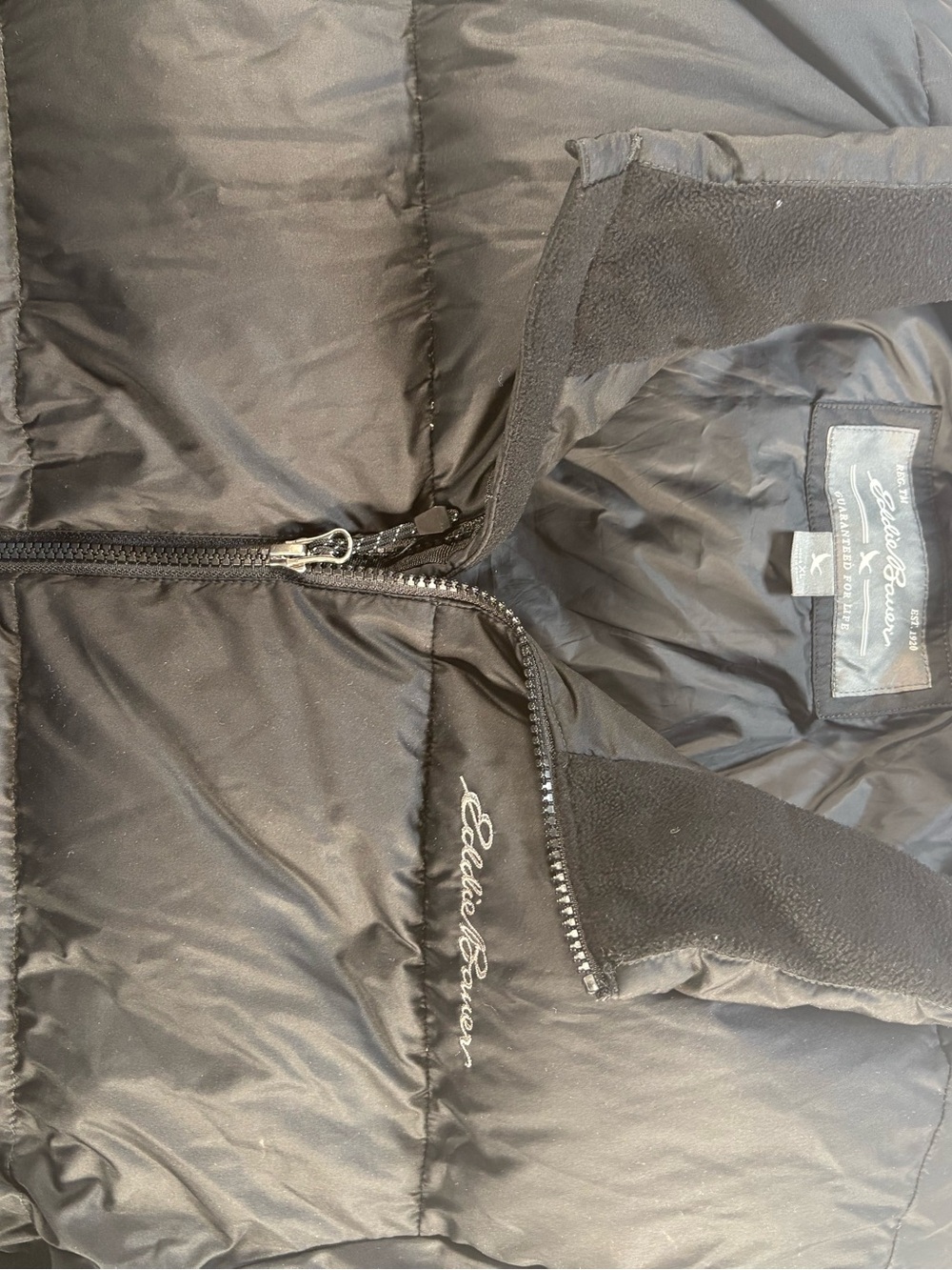 Eddie Bauer Mens EB650 Down Puffer Jacket Black Full Zip Winter Coat - Picture 4 of 7